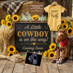 A Little Cowboy is Coming, Farm Boy Digital Gender Reveal, Digital Western Pregnancy Announcement Customizable Editable Template TailoredTreasuresDigitalDesigns™