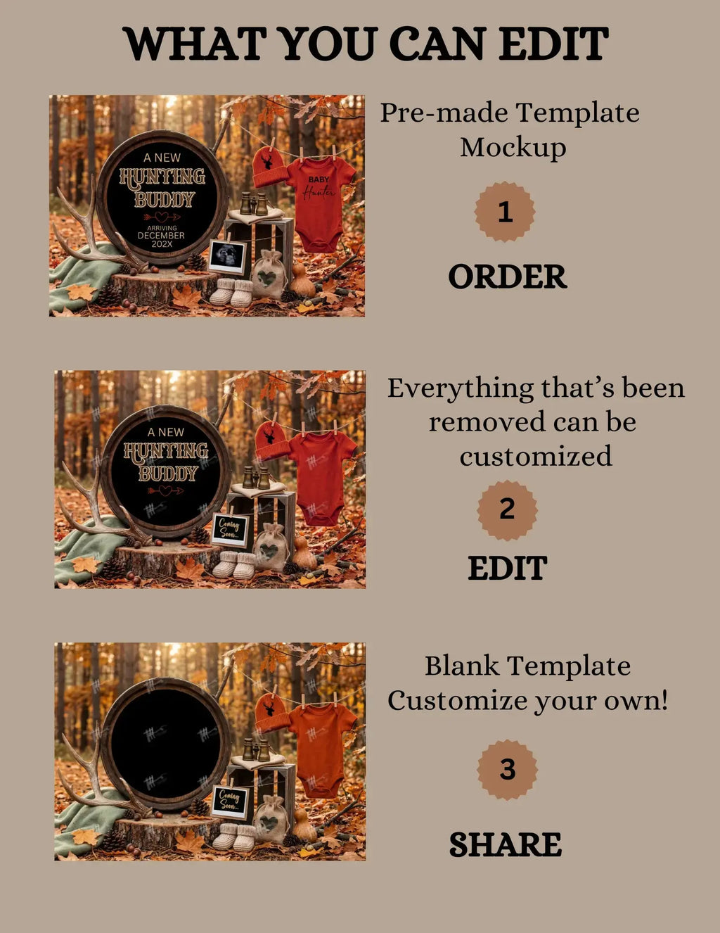 A New Hunting Buddy is Coming, Hunting Digital Pregnancy Announcement, Gender Neutral Customizable Editable Template - TailoredTreasuresDigitalDesigns™