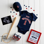 Baseball Red Sox Digital Pregnancy Announcement, MLB Editable Template, Canva Downloadable Social Media Reveal TailoredTreasuresDigitalDesigns™