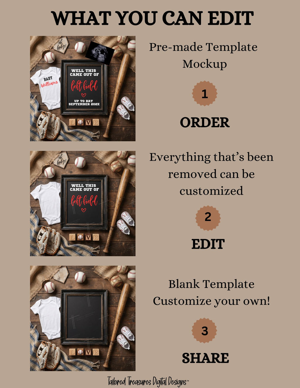 "Well This Came Out of Left Field" | Baseball Pregnancy Announcement | Gender Neutral | Instant Download | Canva Editable Template TailoredTreasuresDigitalDesigns™