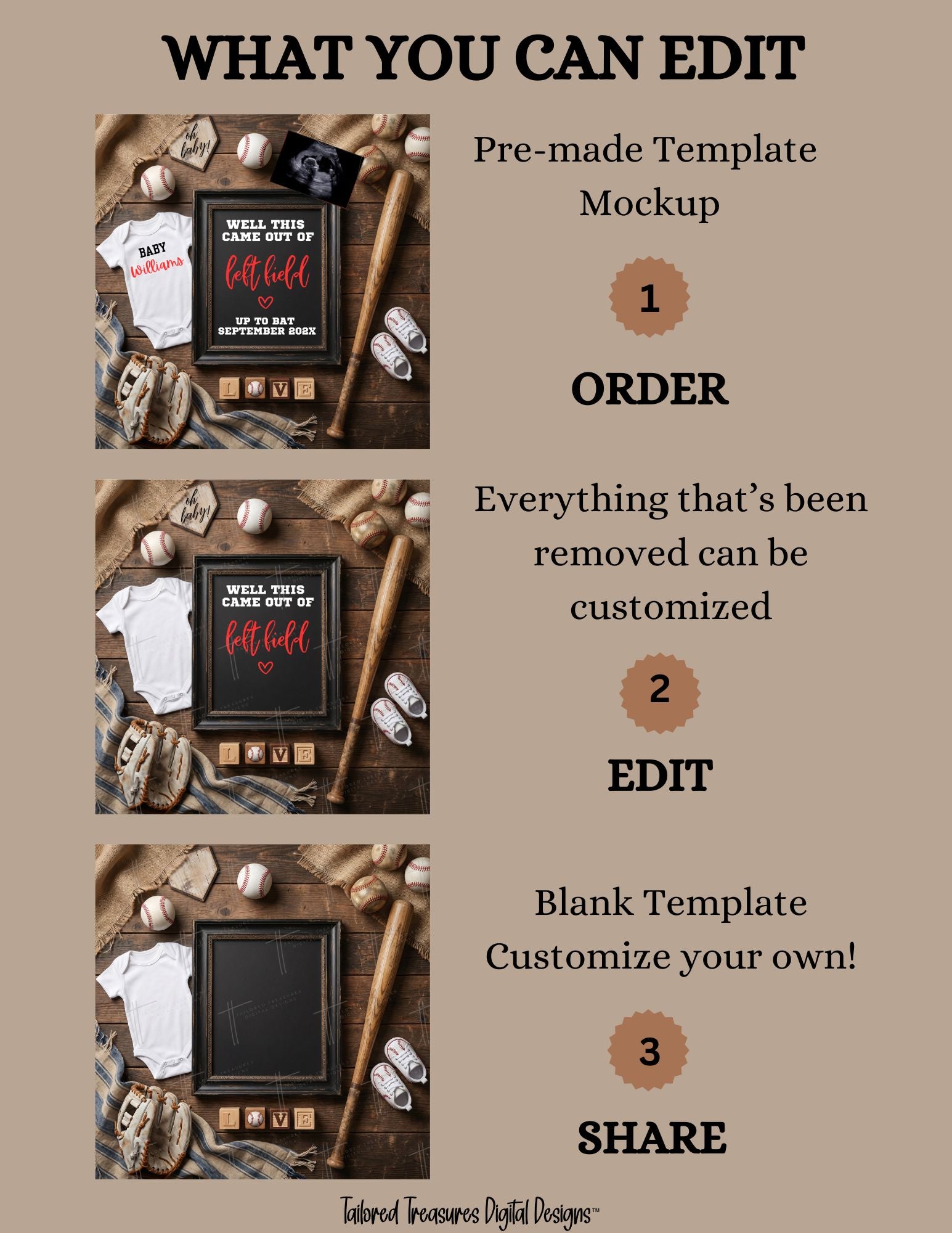 "Well This Came Out of Left Field" | Baseball Pregnancy Announcement | Gender Neutral | Instant Download | Canva Editable Template TailoredTreasuresDigitalDesigns™