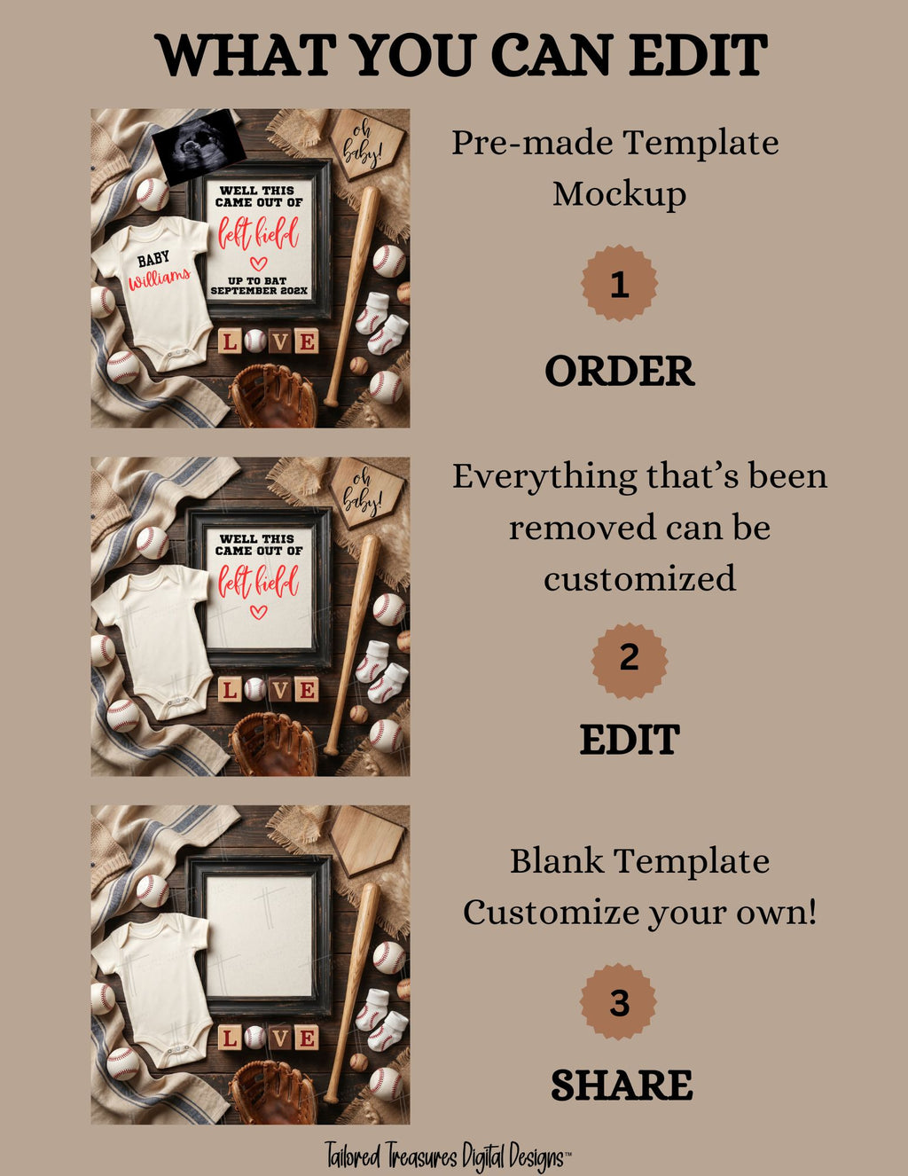"Well This Came Out of Left Field" | Baseball Pregnancy Announcement | Gender Neutral | Canva Editable Template | Instant Download TailoredTreasuresDigitalDesigns™
