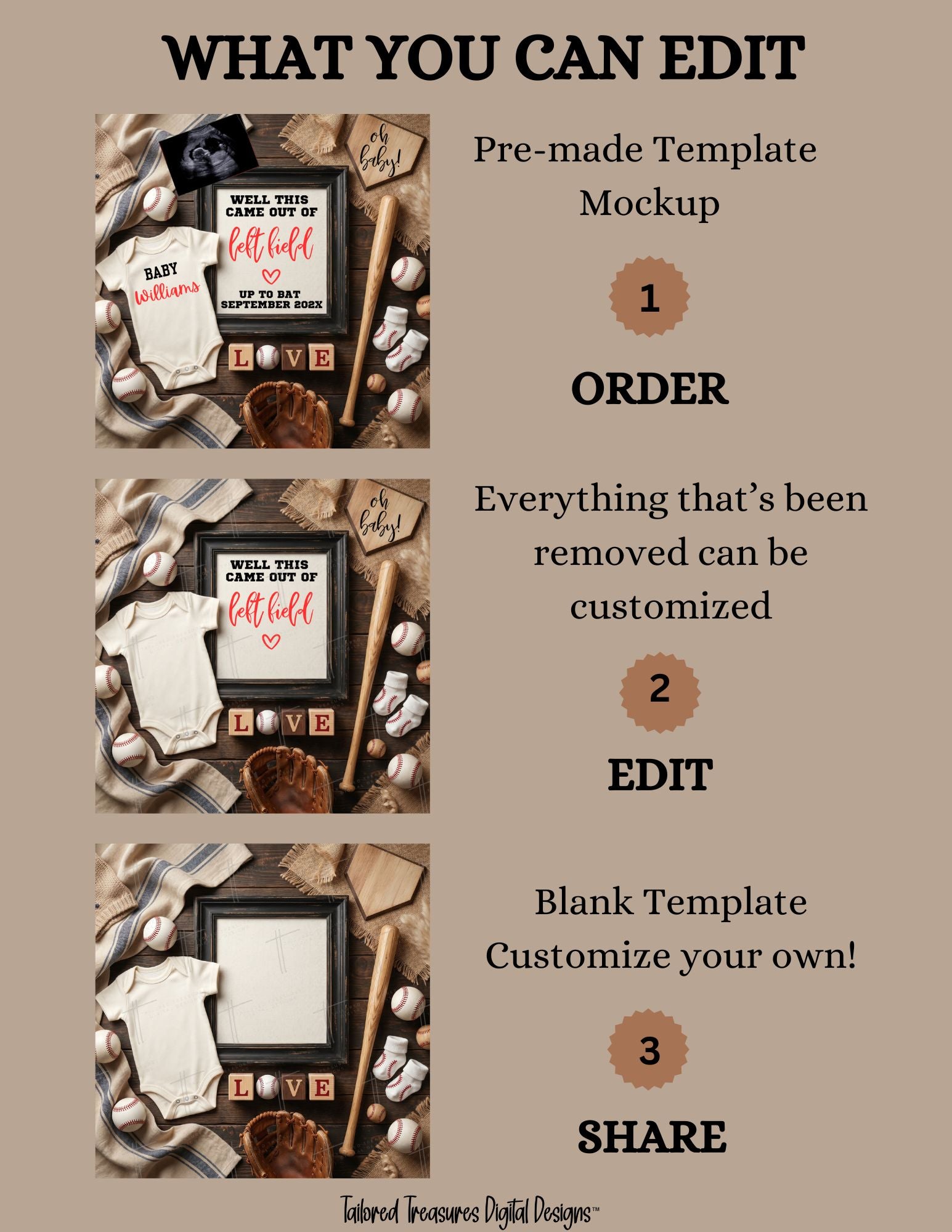 "Well This Came Out of Left Field" | Baseball Pregnancy Announcement | Gender Neutral | Canva Editable Template | Instant Download TailoredTreasuresDigitalDesigns™