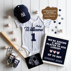Baseball Yankees Digital Pregnancy Announcement, MLB NY Yankees, Canva Downloadable Editable Template, Social Media Reveal TailoredTreasuresDigitalDesigns™