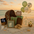 Beach Baby Reveal Digital Editable Template, Sunset Summer Turtle Themed Canva Template TailoredTreasuresDigitalDesigns™