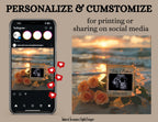 Elegant Beach Sunset, Gender Neutral, Digital Pregnancy Announcement, Customizable Summer Themed, Canva Instant Download Editable Template - TailoredTreasuresDigitalDesigns™