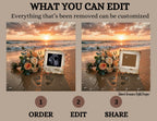 Sunset Beach, Digital Pregnancy Announcement, Gender Neutral, Customizable Summer Themed, Canva Instant Download Editable Template - TailoredTreasuresDigitalDesigns™