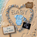 Baby Surname, Digital Pregnancy Announcement, Customizable Ocean Beach Themed, Canva Instant Download Editable Template TailoredTreasuresDigitalDesigns™
