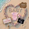 Baby Surname, Digital Pregnancy Announcement, Customizable Beach Ocean Themed, Canva Instant Download Editable Template TailoredTreasuresDigitalDesigns™