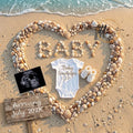 Digital Seashell Pregnancy Announcement, Baby Surname, Customizable Beach Themed, Personalized Editable Template TailoredTreasuresDigitalDesigns™