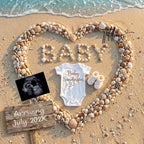 Digital Seashell Pregnancy Announcement, Baby Surname, Customizable Beach Themed, Personalized Editable Template TailoredTreasuresDigitalDesigns™