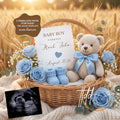 Blue Rose Baby Boy Pregnancy Announcement Template | Rustic Boho Editable Digital Download TailoredTreasuresDigitalDesigns™