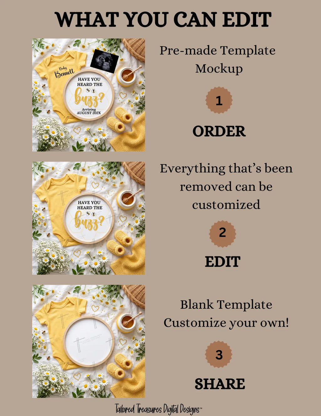 Have You Heard the Buzz? Honey Bee Pregnancy Announcement Template | Fully Editable Digital Download TailoredTreasuresDigitalDesigns™