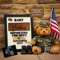 Digital Military Pregnancy Announcement, Reporting for Duty, USA Baby, Soldier Customizable Personalized Editable Template TailoredTreasuresDigitalDesigns™