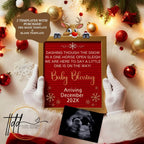 Digital Christmas Pregnancy Announcement, A Little One is on the Way, Customizable Red Winter Themed, Personalized Editable Template TailoredTreasuresDigitalDesigns™