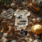 Digital Construction Pregnancy Announcement, We Have Some Dirt to Share, Customizable Heavy Equipment Themed, Personalized Editable Template TailoredTreasuresDigitalDesigns™