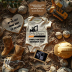 Digital Construction Pregnancy Announcement, We Have Some Dirt to Share, Customizable Heavy Equipment Themed, Personalized Editable Template TailoredTreasuresDigitalDesigns™