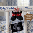 Disney Mickey Baby Boy Elegant Gender Reveal Announcement, Editable Instant Download Canva Template TailoredTreasuresDigitalDesigns™