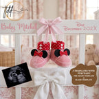 Disney Minnie Baby Girl Elegant Gender Reveal Announcement, Editable Instant Download Canva Template TailoredTreasuresDigitalDesigns™