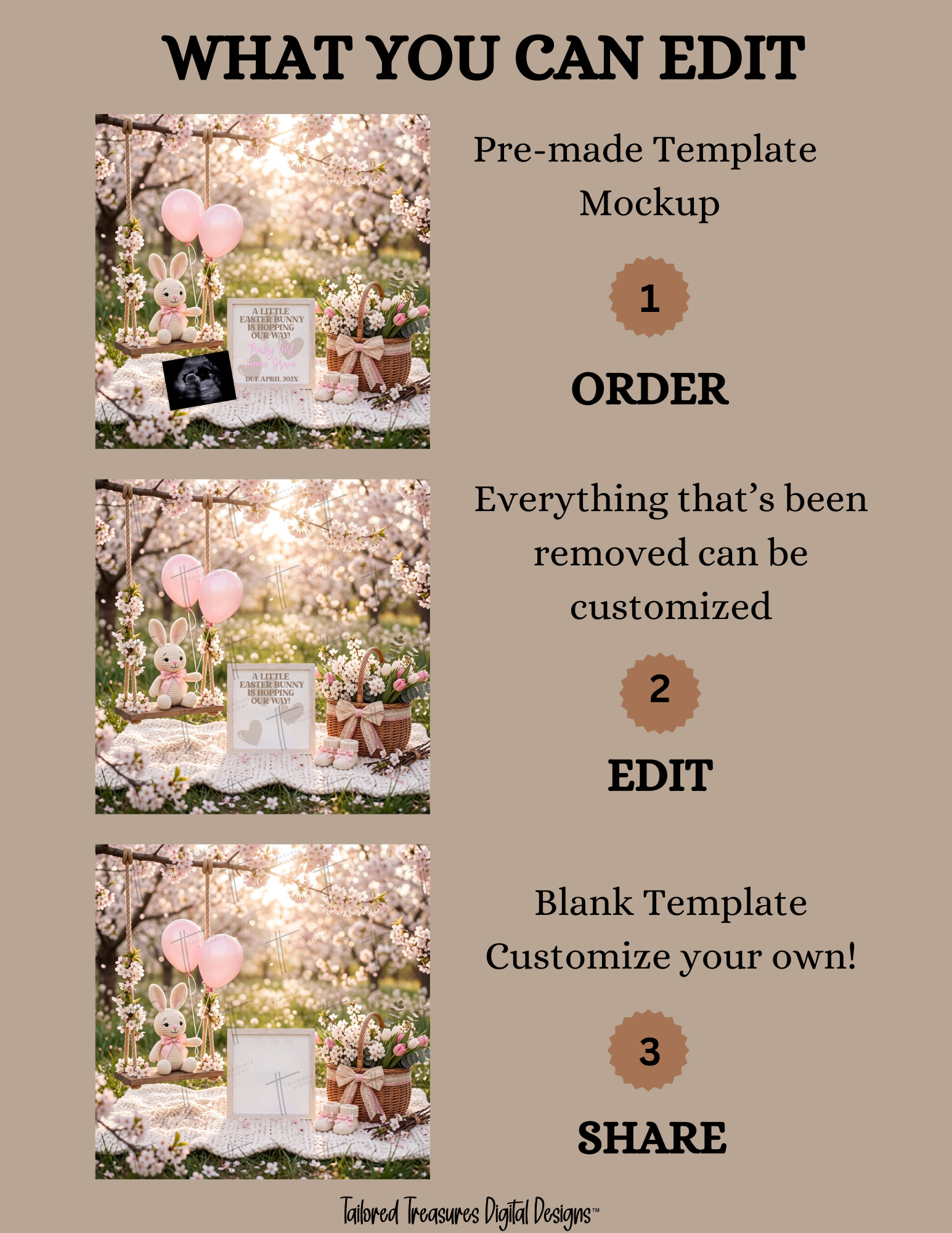 Easter Buddy Is Hopping Our Way Baby Boy Pregnancy Announcement | Digital Canva Template | Blue Spring Baby Reveal | Instant Download (Copy) TailoredTreasuresDigitalDesigns™