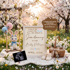 Somebunny is Due, Easter Digital Pregnancy Announcement, Gender Neutral, Customizable Spring Themed, Canva Instant Download Editable Template TailoredTreasuresDigitalDesigns™