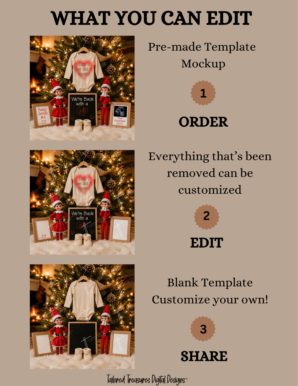 Christmas Elf Pregnancy Announcement Canva Template | Oops, We Did It Again!