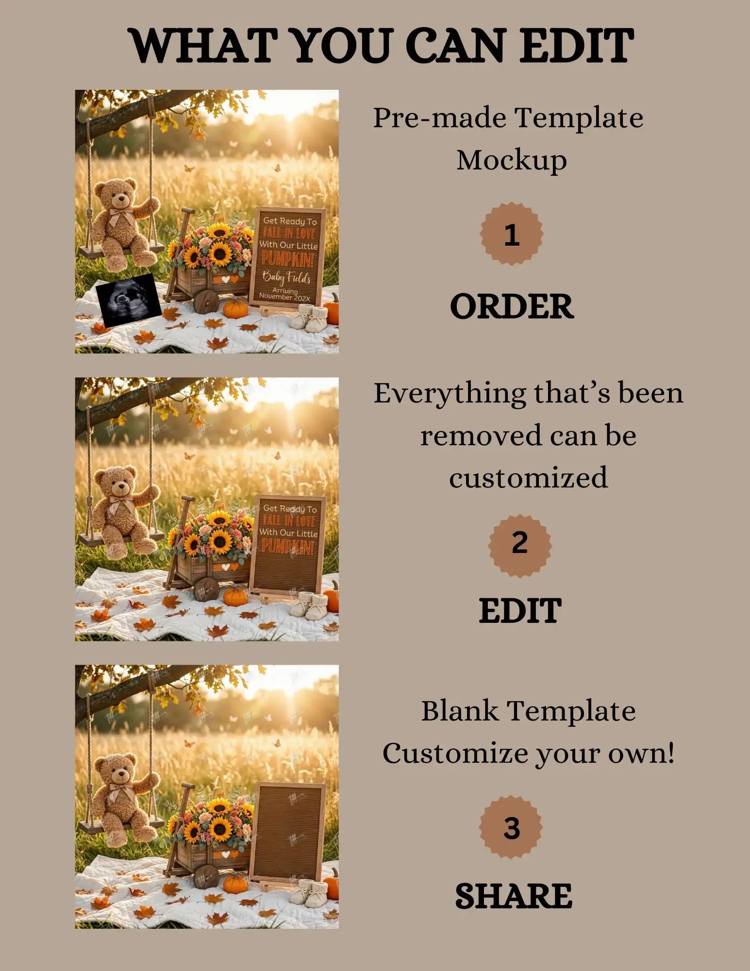 Get Ready to Fall in Love, Fall Pumpkin Digital Pregnancy Announcement, Customizable Autumn Instant Download Template TrendyCustomApparel™