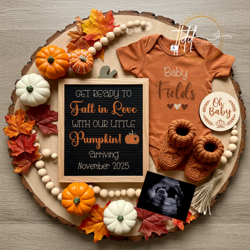 Digital Pregnancy Announcement, Fall In Love, Customizable Fall Themed, Personalized Editable Template TailoredTreasuresDigitalDesigns™