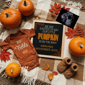 Digital Pregnancy Announcement, Adding A Pumpkin Reveal, Customizable Fall Themed, Personalized Editable Template TailoredTreasuresDigitalDesigns™