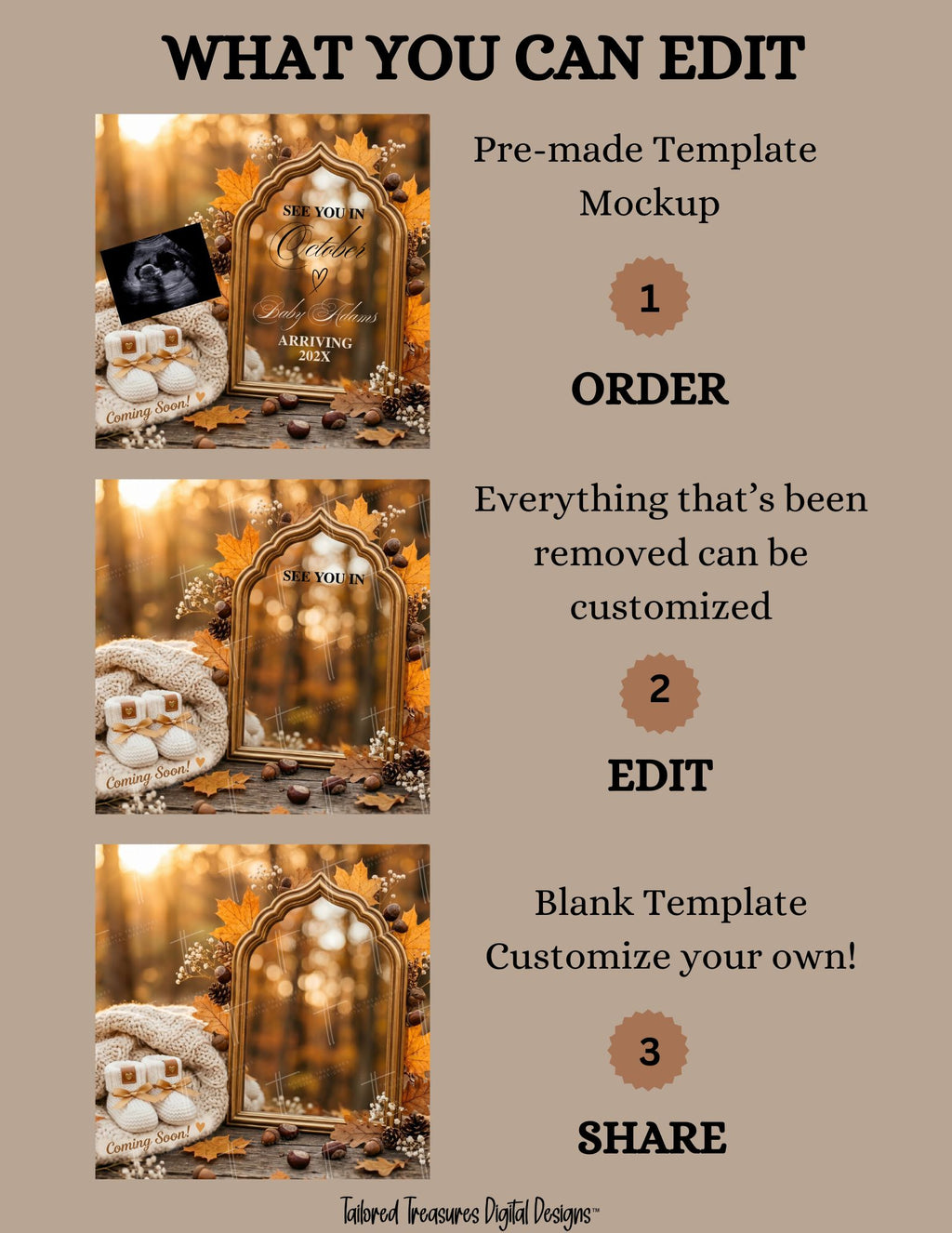 Fall Mirror Baby Reveal - Gender Neutral Pregnancy Announcement - Fully Editable Canva Template TailoredTreasuresDigitalDesigns™