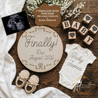 Finally!, Digital Pregnancy Announcement, Gender Neutral, Customizable Hand Embroidered Themed, Canva Instant Download Editable Template - TailoredTreasuresDigitalDesigns™