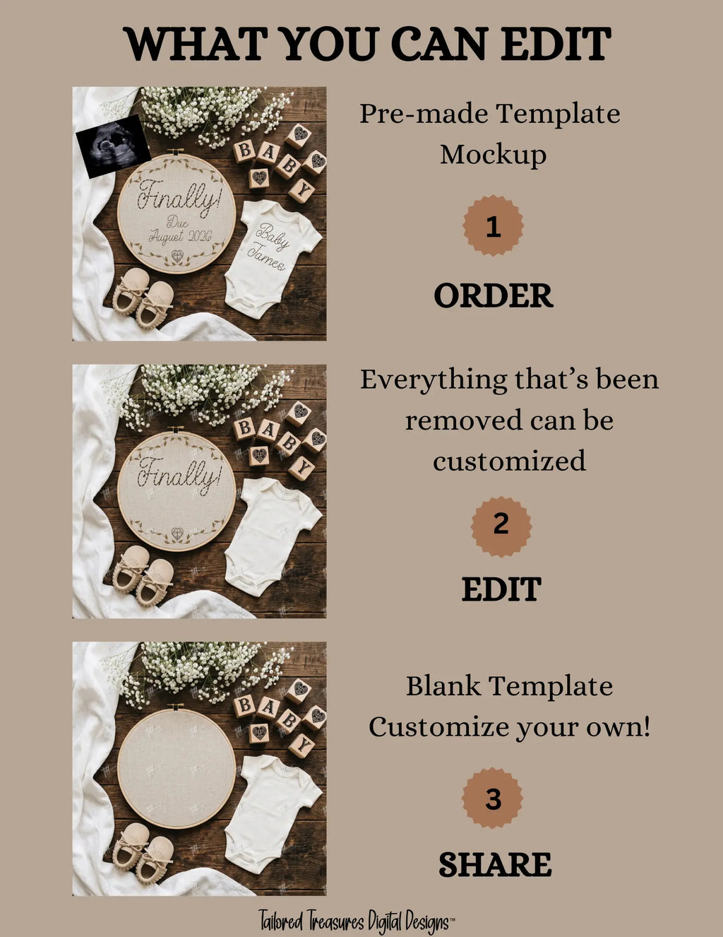 Finally!, Digital Pregnancy Announcement, Gender Neutral, Customizable Hand Embroidered Themed, Canva Instant Download Editable Template - TailoredTreasuresDigitalDesigns™