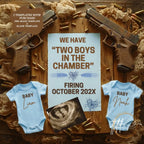 Boy Gender Reveal Twins Announcement Template | Glock Handgun Baby Reveal – Editable Canva Digital Download TailoredTreasuresDigitalDesigns™