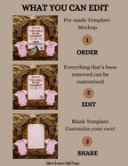 Girl Gender Reveal Twins Announcement Template | Glock Handgun Baby Reveal – Editable Canva Digital Download TailoredTreasuresDigitalDesigns™