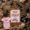 One in the Chamber Girl Glock Pregnancy Announcement – Fully Editable Canva Template TailoredTreasuresDigitalDesigns™