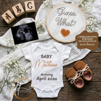 Digital Pregnancy Announcement, Guess What?, Gender Neutral, Customizable Hand Embroidered Themed, Personalized Editable Template TailoredTreasuresDigitalDesigns™