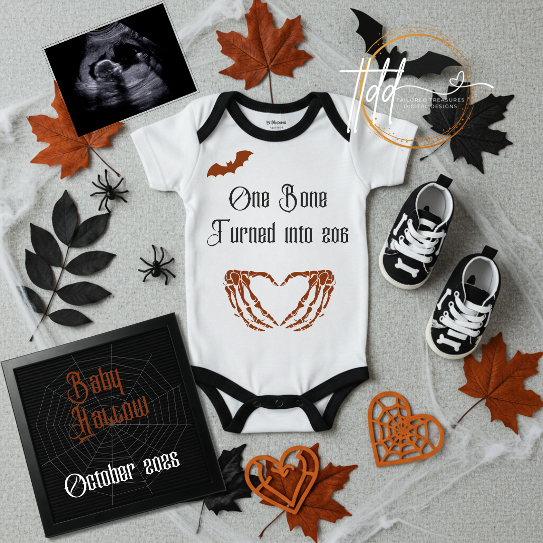 Digital Halloween Pregnancy Announcement, Funny Baby Reveal, Customizable Personalized Editable Template TailoredTreasuresDigitalDesigns™