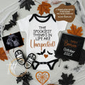 Digital Halloween Pregnancy Announcement, Unexpected Baby Reveal, Customizable Personalized Editable Template TailoredTreasuresDigitalDesigns™