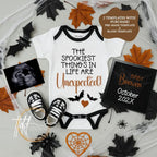 Digital Halloween Pregnancy Announcement, Unexpected Baby Reveal, Customizable Personalized Editable Template TailoredTreasuresDigitalDesigns™