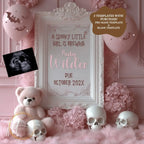 Digital Halloween Pregnancy Announcement, Girl's Gender Reveal, Customizable October Themed, Personalized Editable Template TailoredTreasuresDigitalDesigns™
