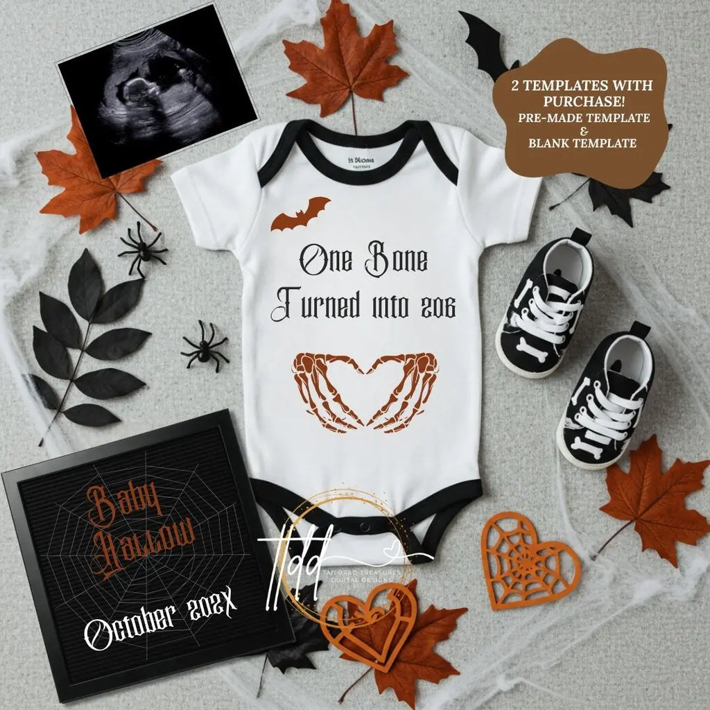 Digital Halloween Pregnancy Announcement, Funny Baby Reveal, Customizable Personalized Editable Template TailoredTreasuresDigitalDesigns™