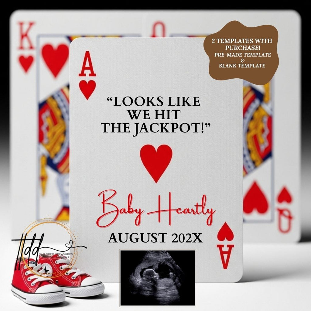 Playing Card Pregnancy Announcement, Poker Card for Grandparent Baby Announcement, Novelty Baby Announcement Gift, Baby Reveal Card TailoredTreasuresDigitalDesigns™