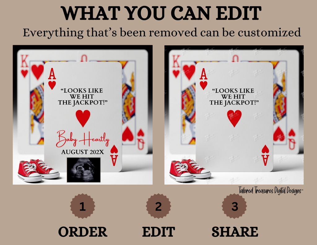 Playing Card Pregnancy Announcement, Poker Card for Grandparent Baby Announcement, Novelty Baby Announcement Gift, Baby Reveal Card TailoredTreasuresDigitalDesigns™