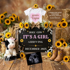 Holy Cow It's a Girl, Western Girl Digital Gender Reveal, Customizable Personalized Editable Template TailoredTreasuresDigitalDesigns™