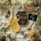 Digital Pregnancy Announcement, Our Little Honey, Customizable Spring Themed, Personalized Editable Template TailoredTreasuresDigitalDesigns™