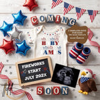 July 4th Fireworks Baby Pregnancy Announcement | Fully Editable Canva Digital Template TailoredTreasuresDigitalDesigns™