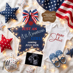 Just An All American Girl Pregnancy Announcement Template | Patriotic Themed | Fully Editable Canva Digital Download TailoredTreasuresDigitalDesigns™