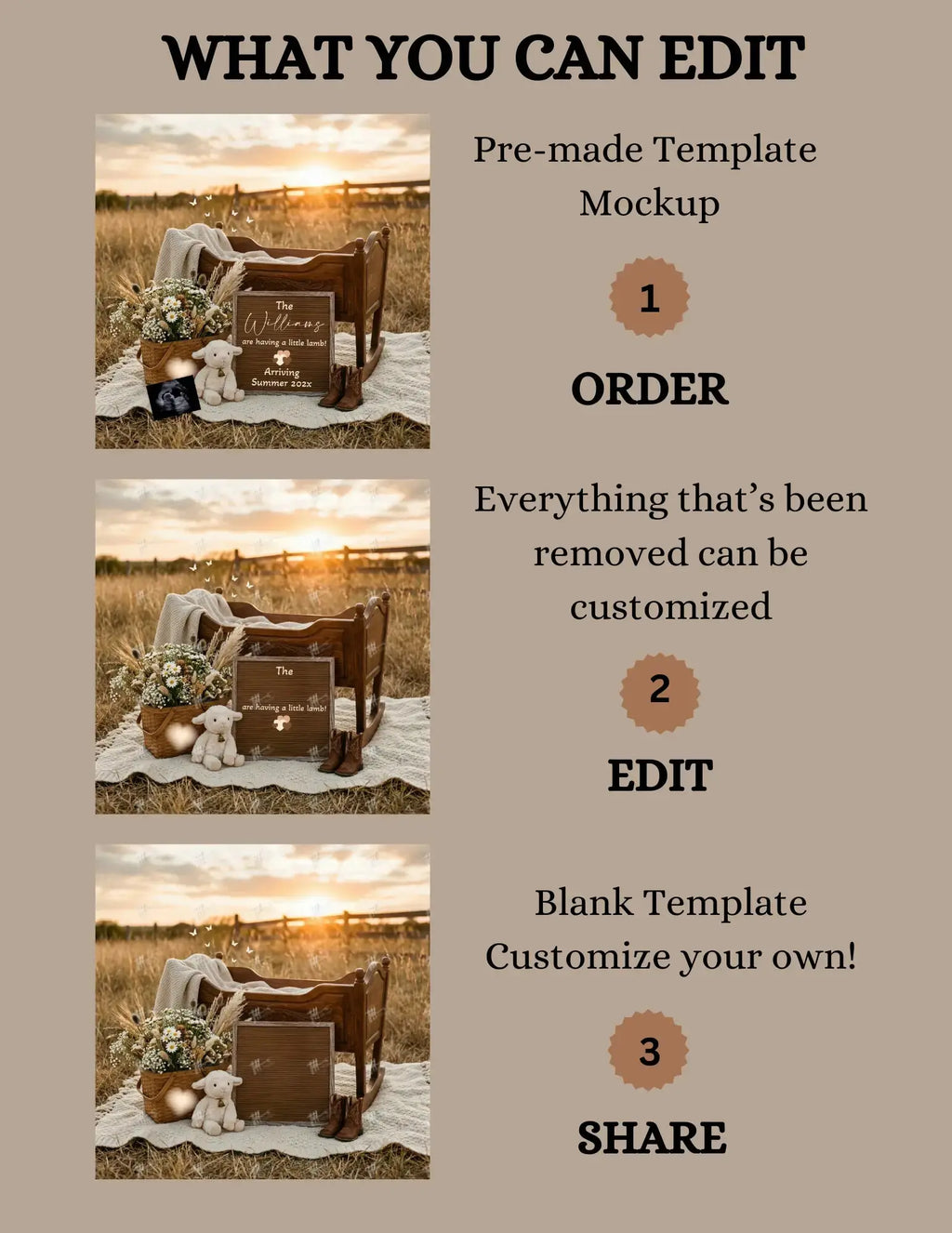 We're Having a Little Lamb, Western Farm Digital Pregnancy Announcement, Gender Neutral Customizable Editable Template TailoredTreasuresDigitalDesigns™