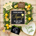 Our Main Squeeze is on the way, Digital Pregnancy Announcement, Customizable Lemons Fruit Themed, Canva Instant Download Editable Template - TailoredTreasuresDigitalDesigns™