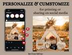 Adding A Little Turkey, Fall Turkey Digital Pregnancy Announcement, Autumn Boho Themed, Instant Download Template TrendyCustomApparel™